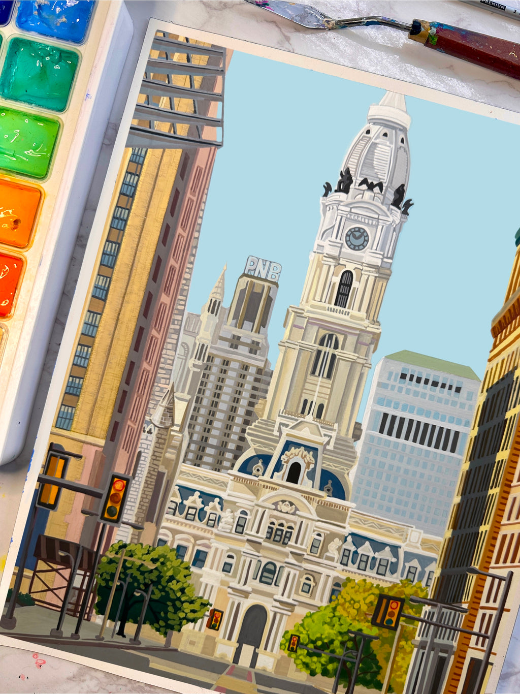 "Philadelphia" Original Gouache Painting